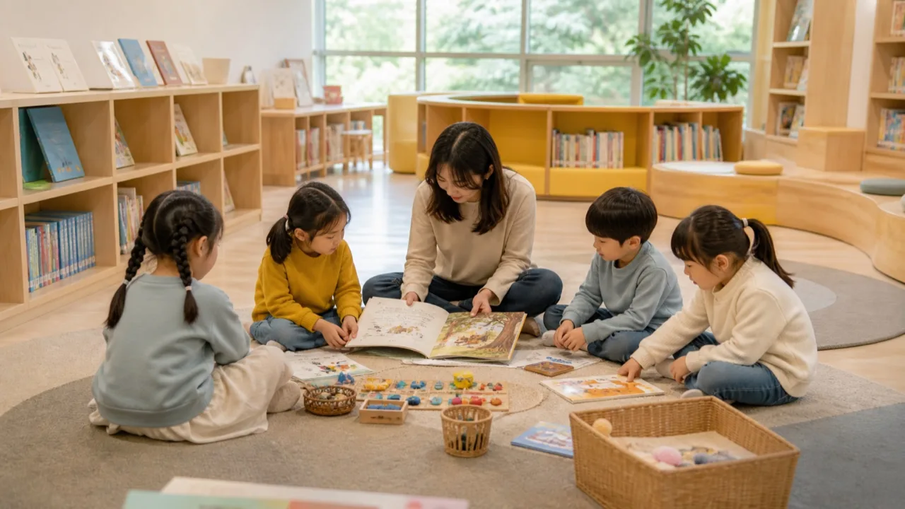 도원도서관 상상놀이터｜관람 안내의 핵심 내용을 표현한 실사 참고 이미지