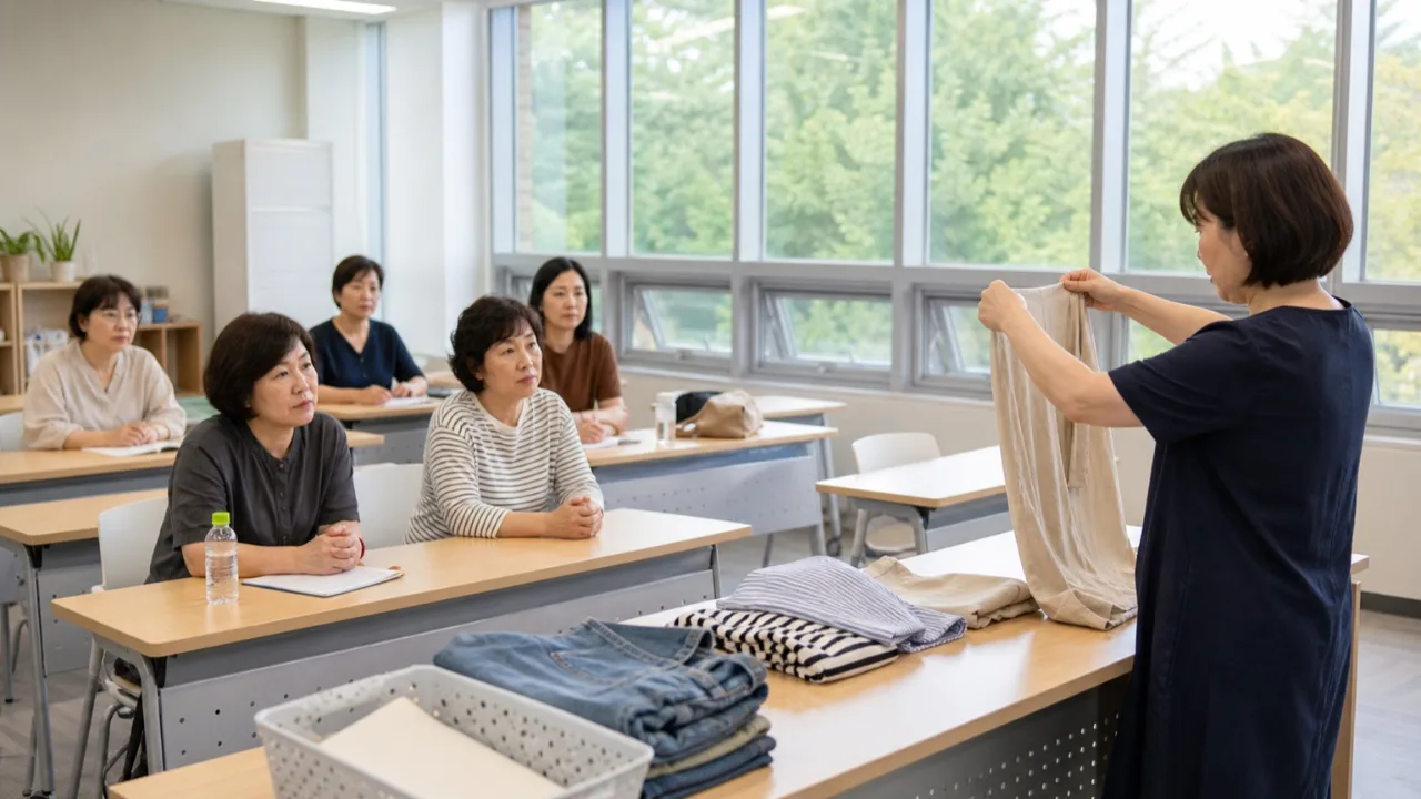 옥천군 자격증 교육 강의실에서 강사의 설명을 듣고 있는 참가자들의 모습