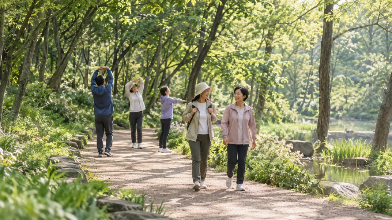 당진시 계림공원 도심숲 건강더하기｜무료 관람 안내의 핵심 내용을 표현한 실사 참고 이미지