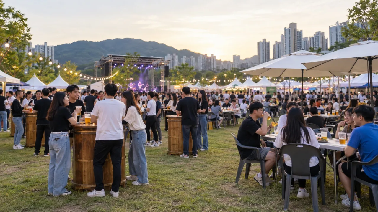 민락맥주축제의 스탠딩존과 일반 테이블존
