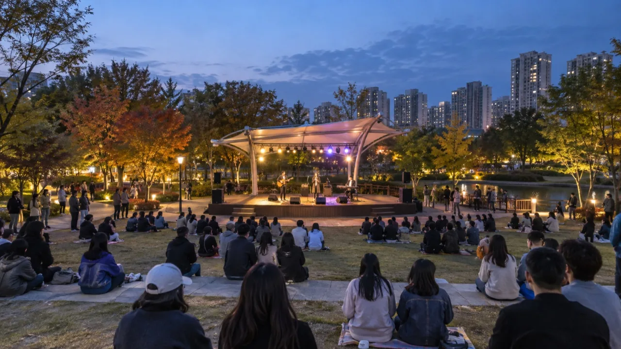 첨단쌍암공원에서 열리는 퇴근길 음악회 야외 전경