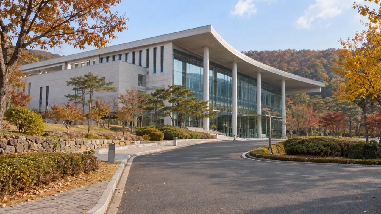 가을 풍경 속 경북도서관 외관