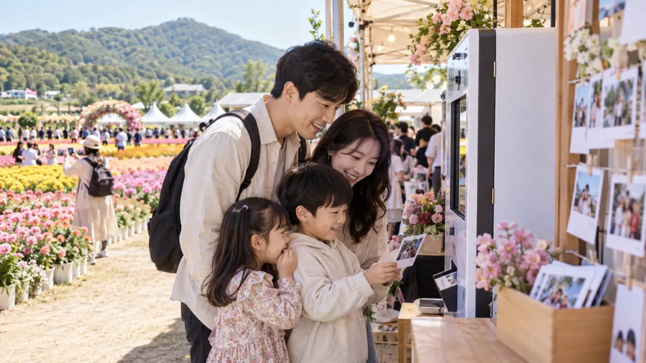 가을꽃축제 행사장 사진 인화 이벤트와 포토부스
