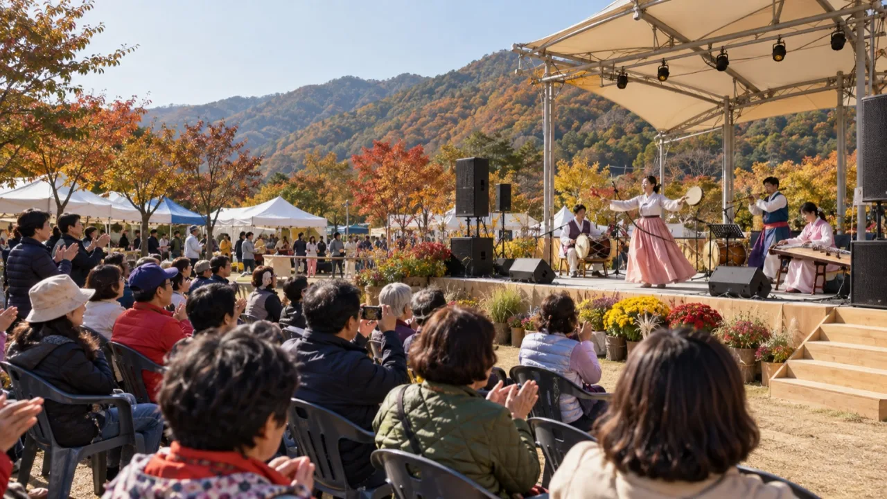 보은대추축제 야외 공연 공간과 관람객