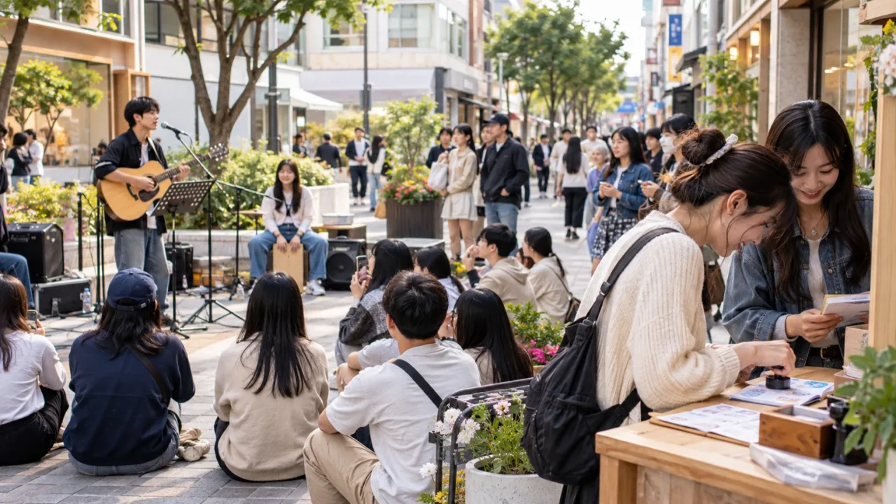 부평 문화의 거리에서 진행되는 버스킹과 체험 행사