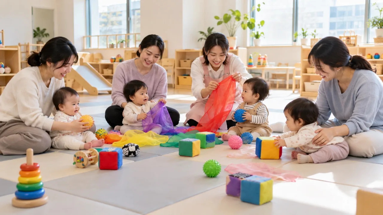 동구보건소 아가맘센터에서 영아와 보호자가 프로그램에 참여하는 전경