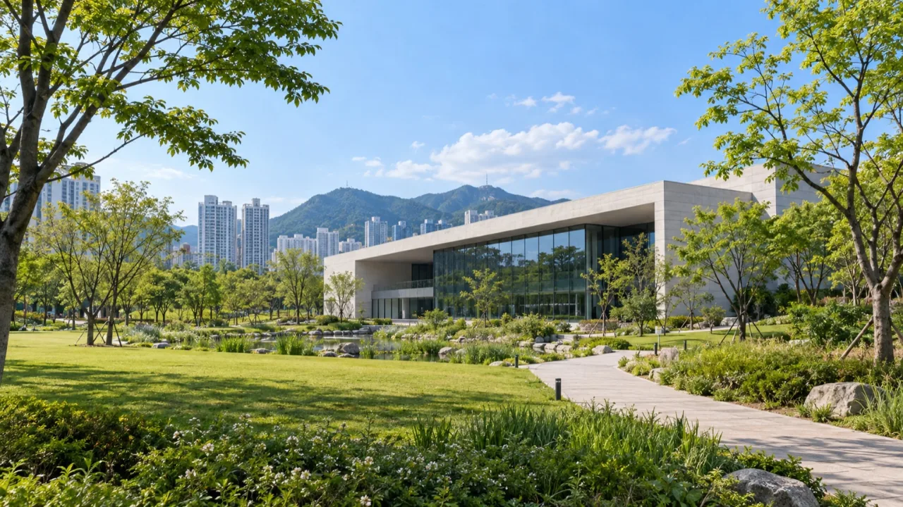 부산시민공원 갤러리2와 주변 공원 전경