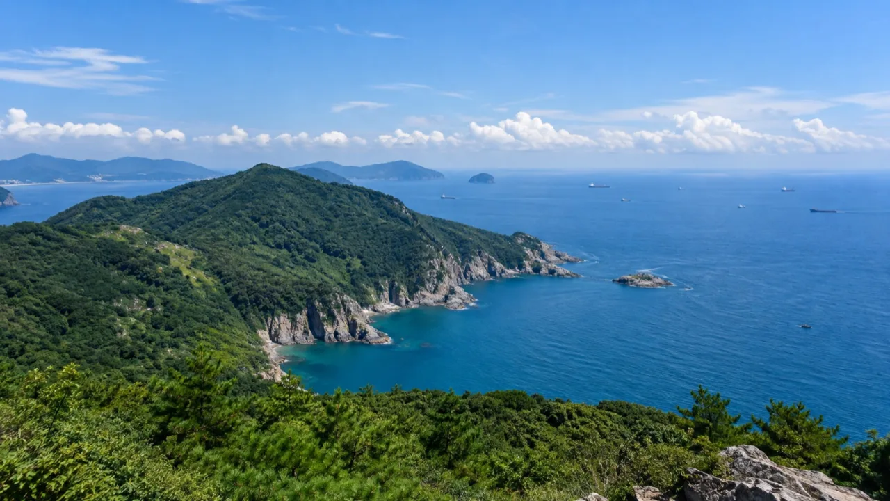 부산 영도 봉래산에서 바라본 해안 전경