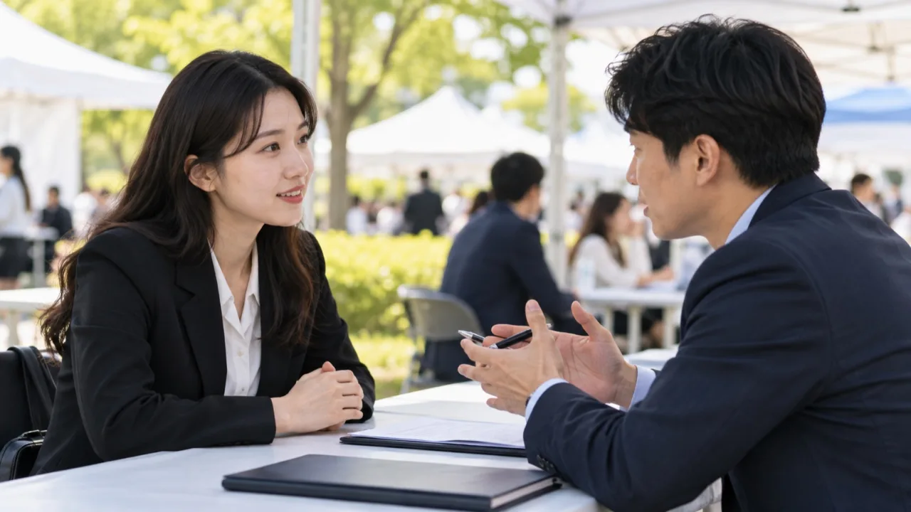 일자리박람회 기업체 현장 면접 상담 장면