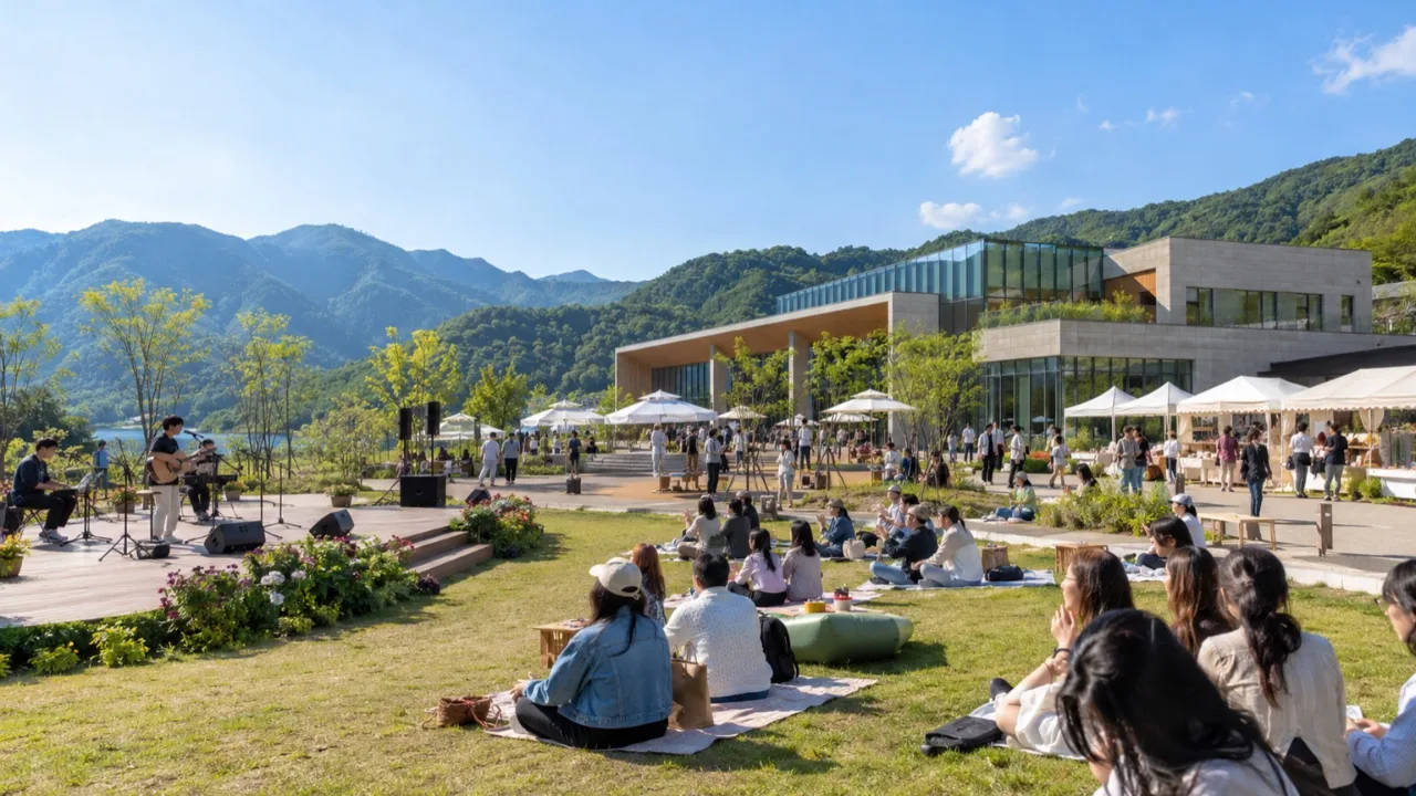 영동 레인보우 힐링센터 일원에서 열리는 문화행사 전경