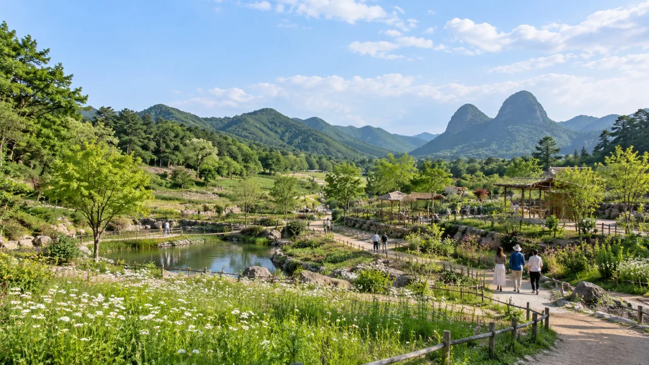 마이산 북부 농촌테마공원과 주변 자연 풍경