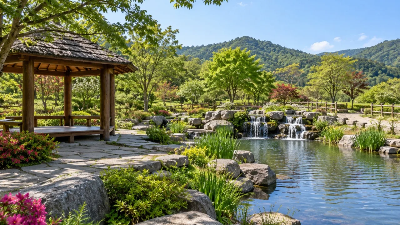 마이농촌테마공원 수경시설과 휴게 공간