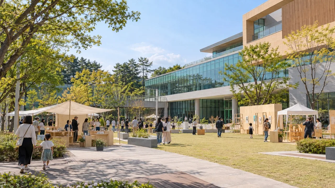 청주기적의도서관 앞마당에서 열리는 공공디자인 페스티벌 전경